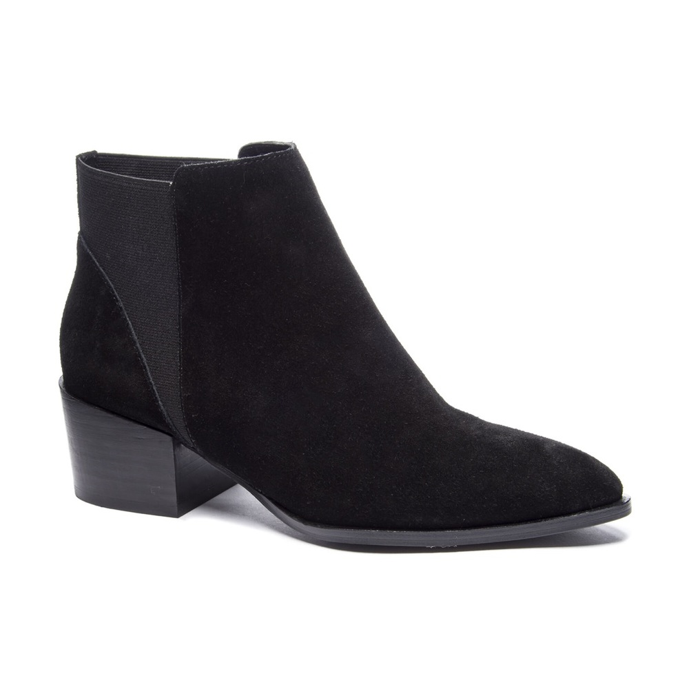 Chinese Laundry Finn Split Black Suede Bootie-Sz 8